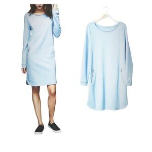 GAP French Terry Zipper Shift Dress Long Sleeve Light Baby Blue Women’s size XS
